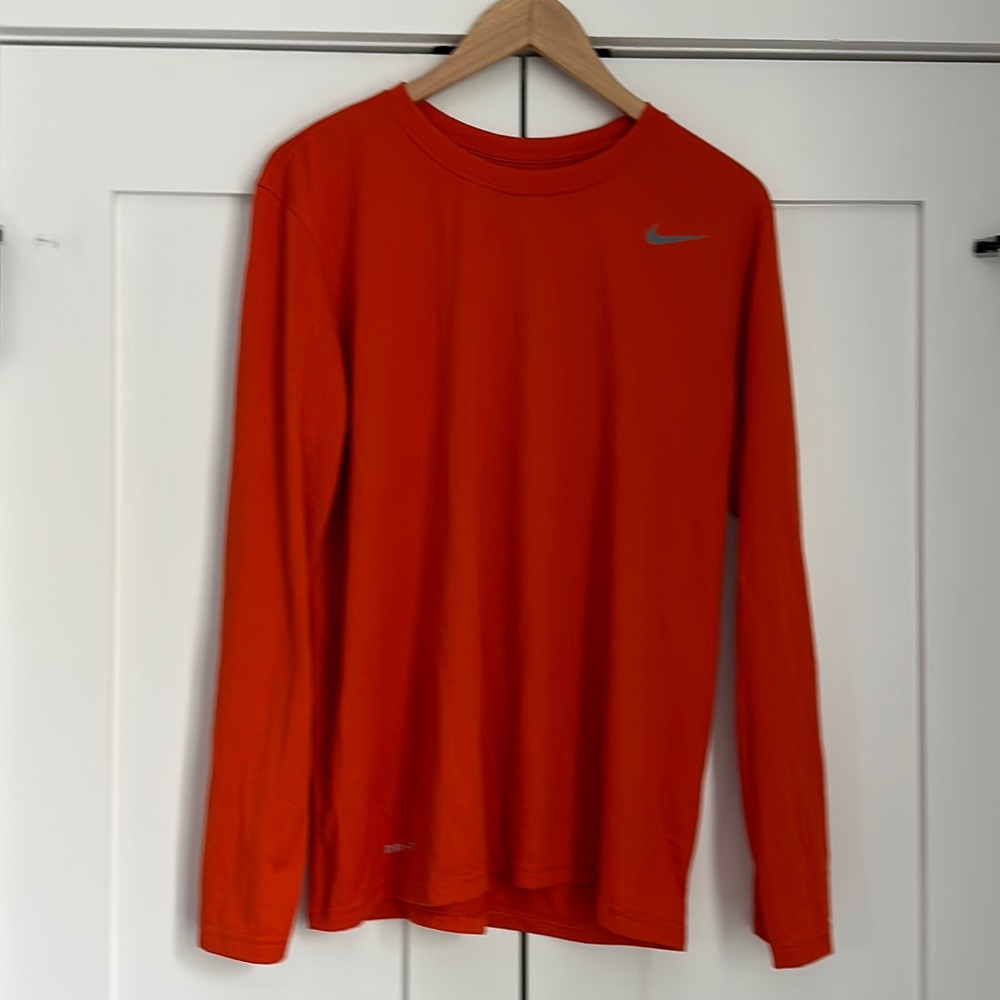 Nike Dri-Fit Orange Long Sleeve T Shirt, Large